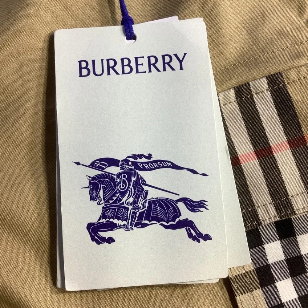 Burberry Kids Sand Oscar Cargo Shorts Vintage Check Pocket Organic Cotton 8Y NWT